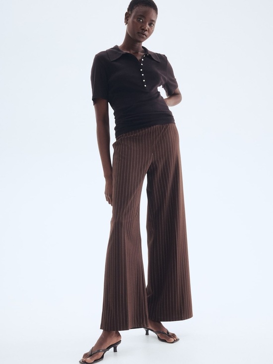 H&M Pants - H&M Brown Pin Stripe Straight Leg Casual Pants Size L NEW